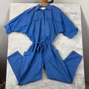 Vintage d. Frank Blue Cotton Jumpsuit‎ Womens 10 Utility Boiler Suit Made in USA